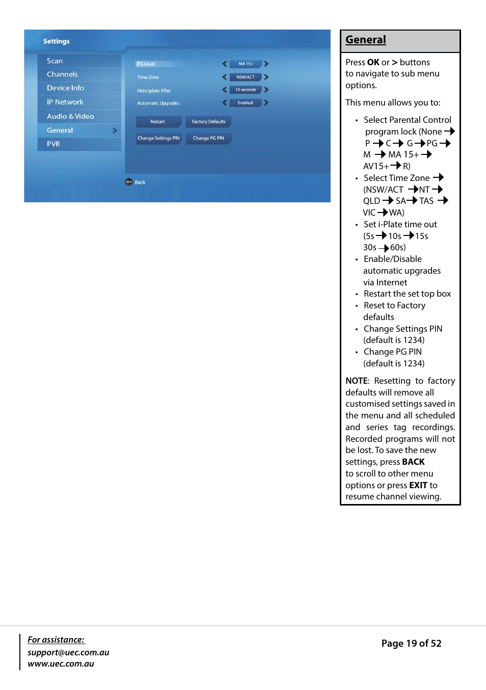 Altech UEC PVR9600T High Definition Triple Tuner User Manual | Page 19 / 52