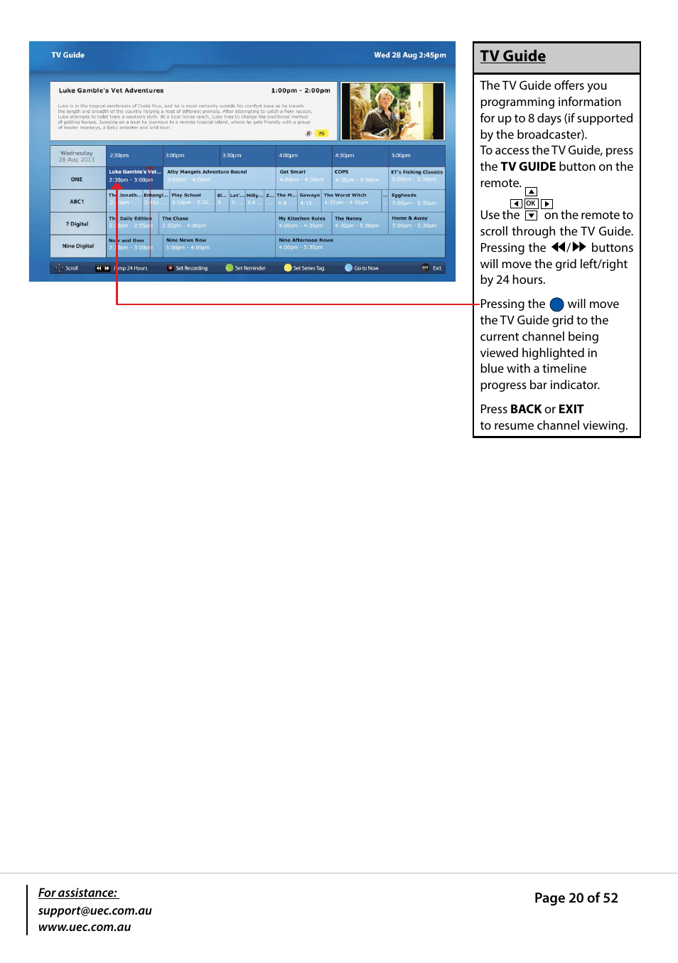Tv guide | Altech UEC PVR9600T High Definition Triple Tuner User Manual | Page 20 / 52