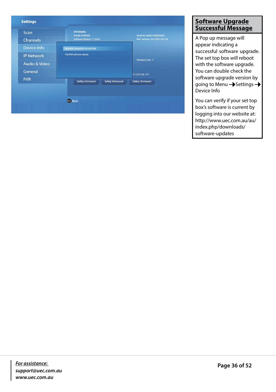 Altech UEC PVR9600T High Definition Triple Tuner User Manual | Page 36 / 52