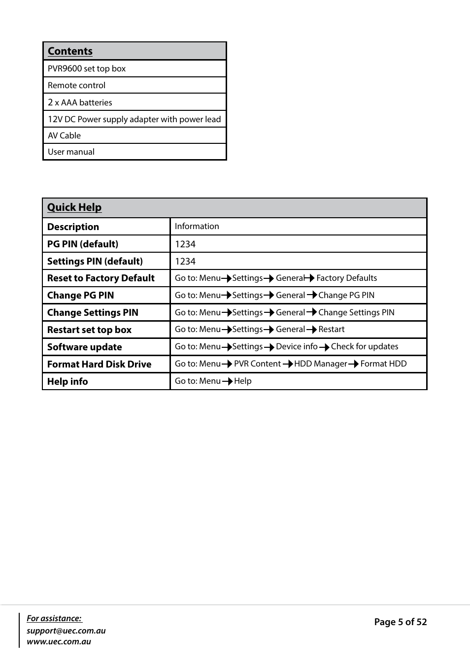 Altech UEC PVR9600T High Definition Triple Tuner User Manual | Page 5 / 52