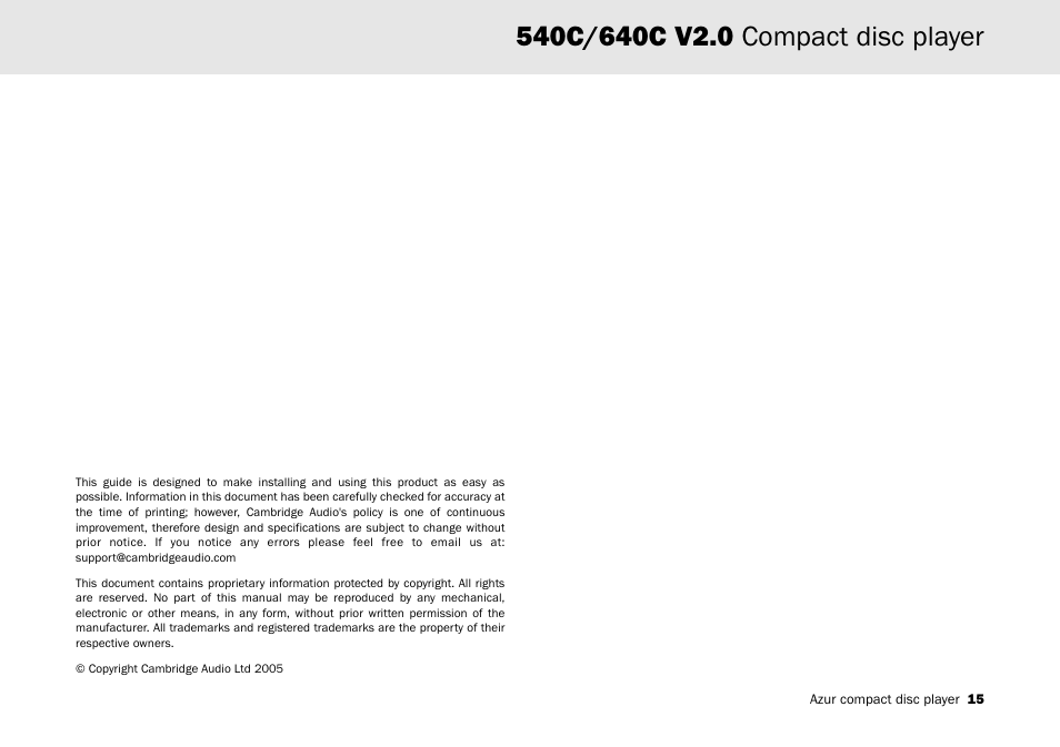 Cambridge Audio AZUR 540C User Manual | Page 15 / 16