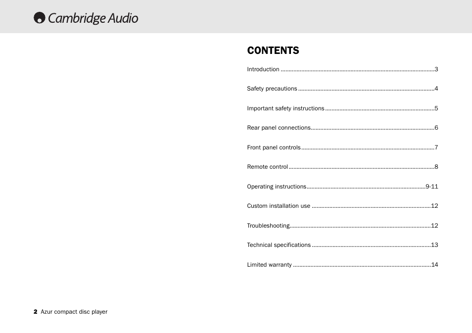 Cambridge Audio AZUR 540C User Manual | Page 2 / 16