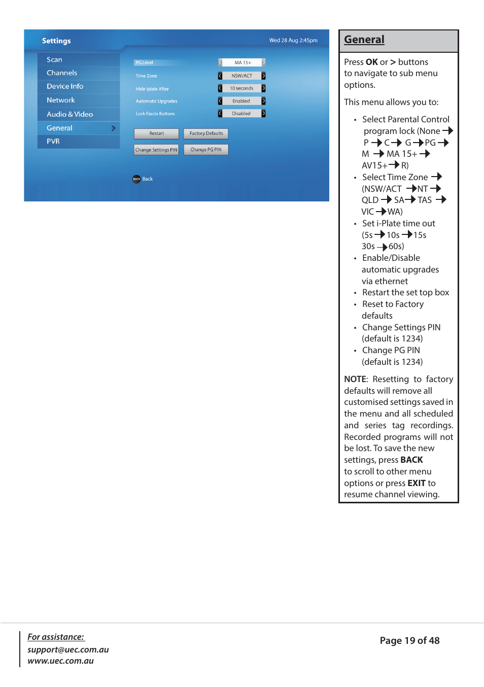 Altech UEC PVR9600Q High Definition Dual Tuner User Manual | Page 19 / 48