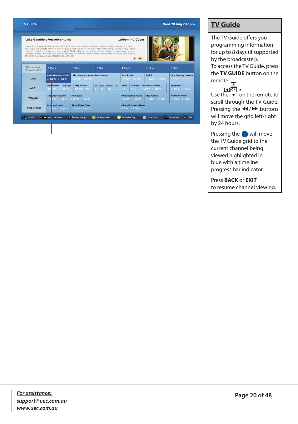 Tv guide | Altech UEC PVR9600Q High Definition Dual Tuner User Manual | Page 20 / 48