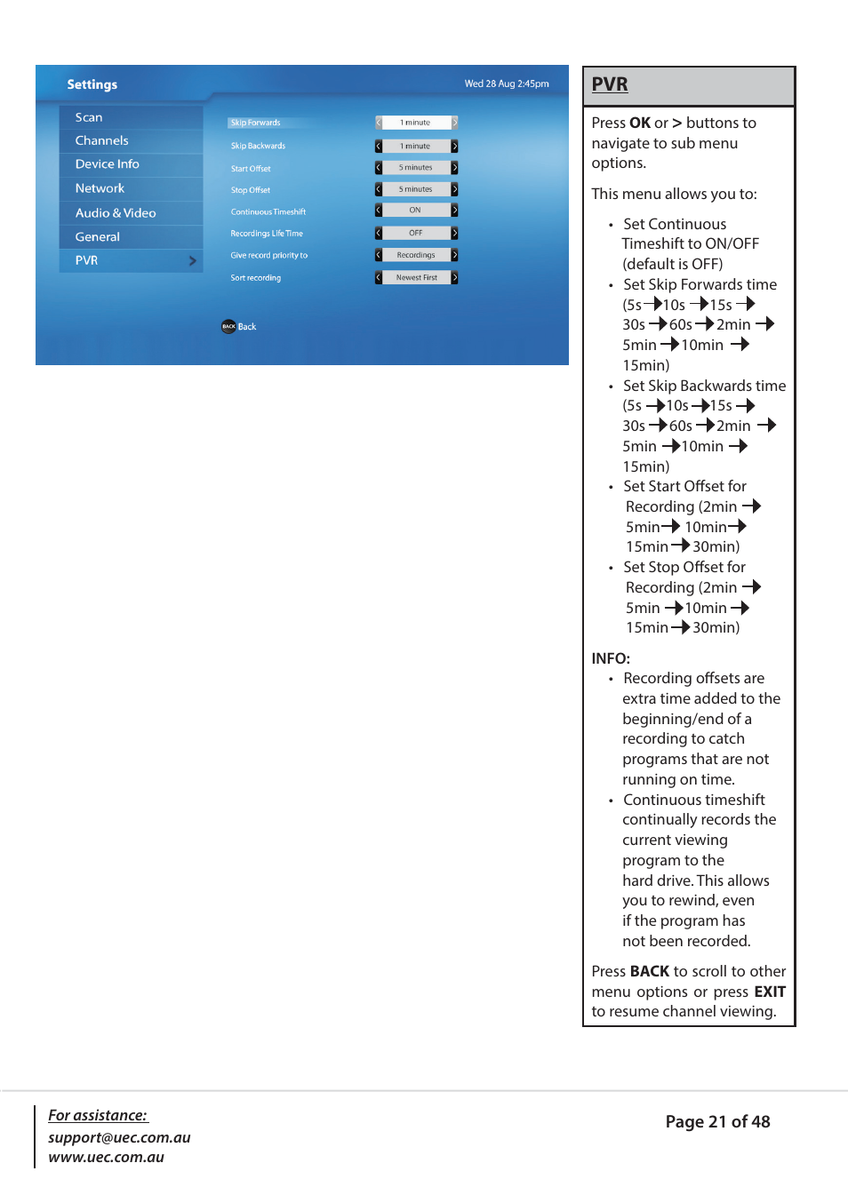 Altech UEC PVR9600Q High Definition Dual Tuner User Manual | Page 21 / 48