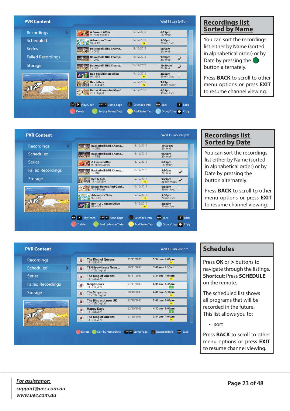Altech UEC PVR9600Q High Definition Dual Tuner User Manual | Page 23 / 48