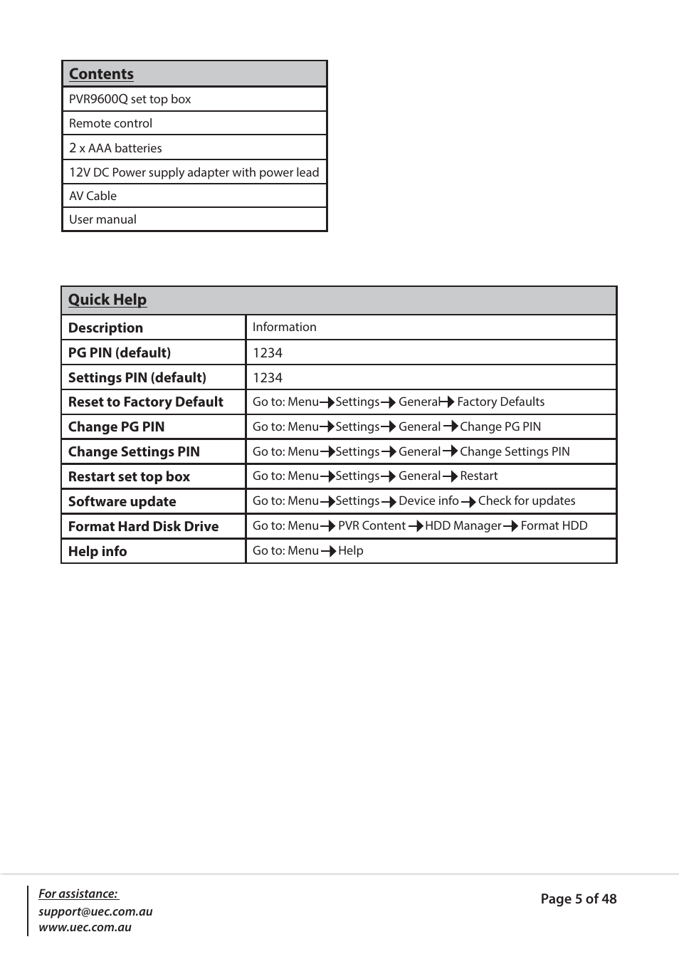 Altech UEC PVR9600Q High Definition Dual Tuner User Manual | Page 5 / 48