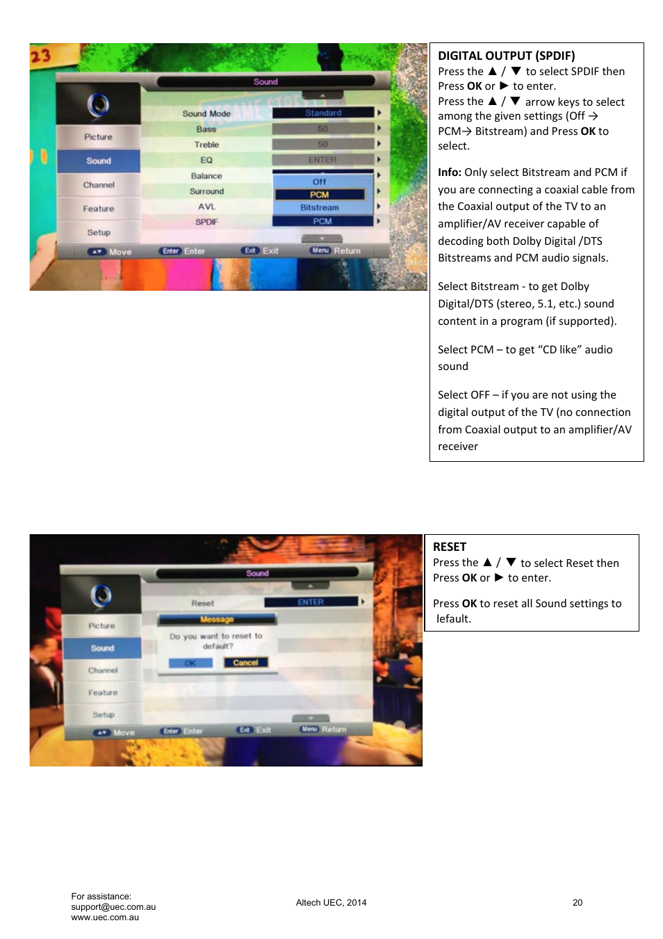 Altech UEC Integrated 32'' LED/LCD HD TV User Manual | Page 20 / 68