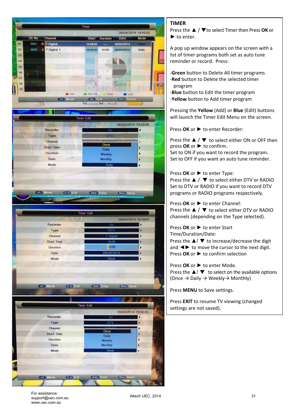 Altech UEC Integrated 32'' LED/LCD HD TV User Manual | Page 31 / 68