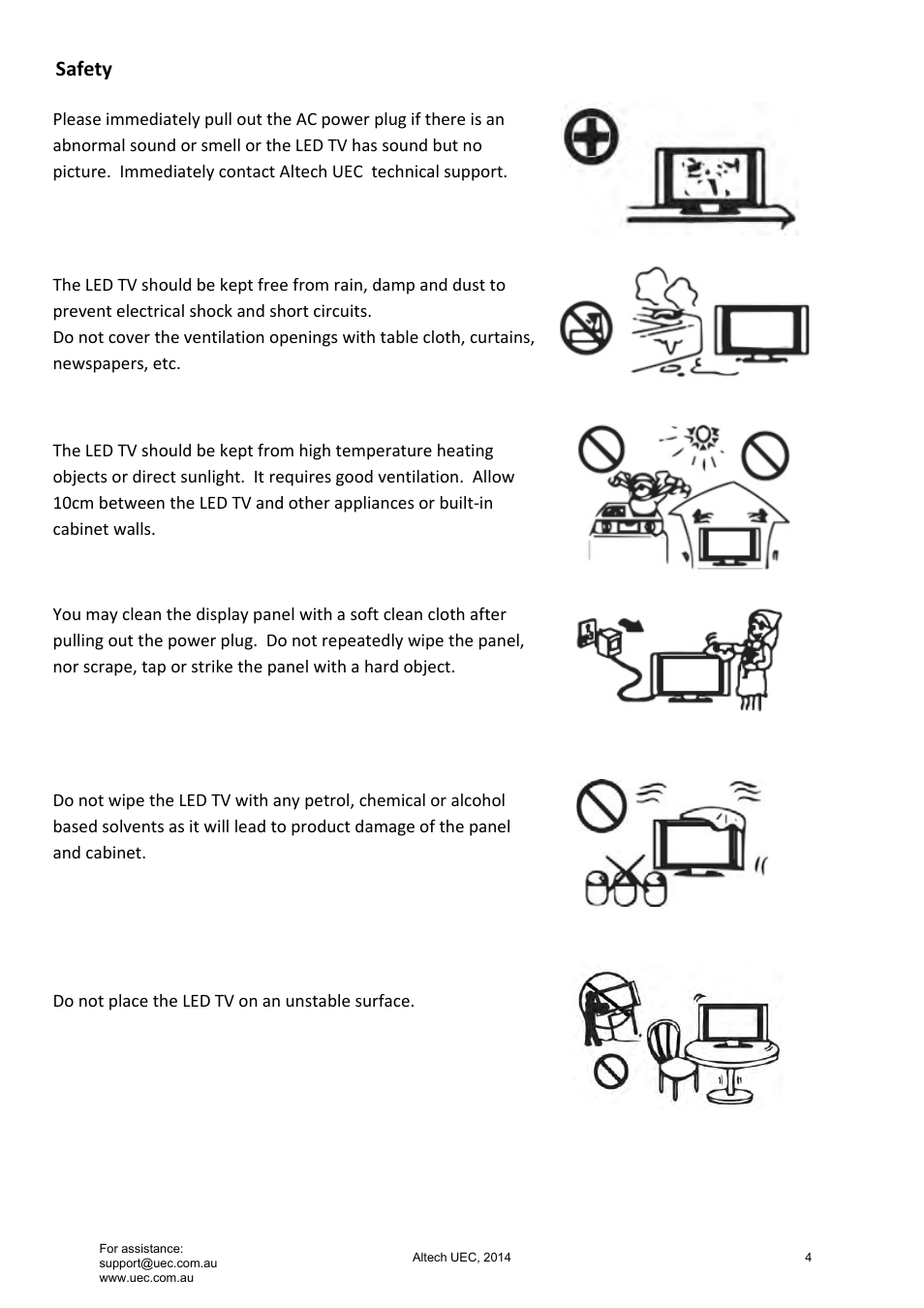 Safety | Altech UEC Integrated 32'' LED/LCD HD TV User Manual | Page 4 / 68