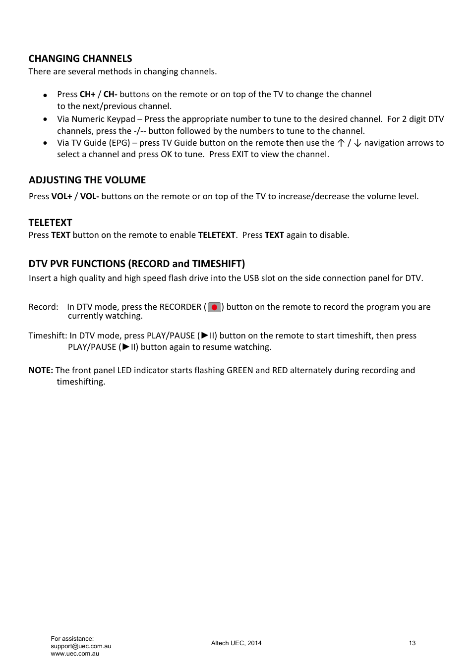 Tv a | Altech UEC Integrated 22'' LED/LCD FHD TV User Manual | Page 13 / 68