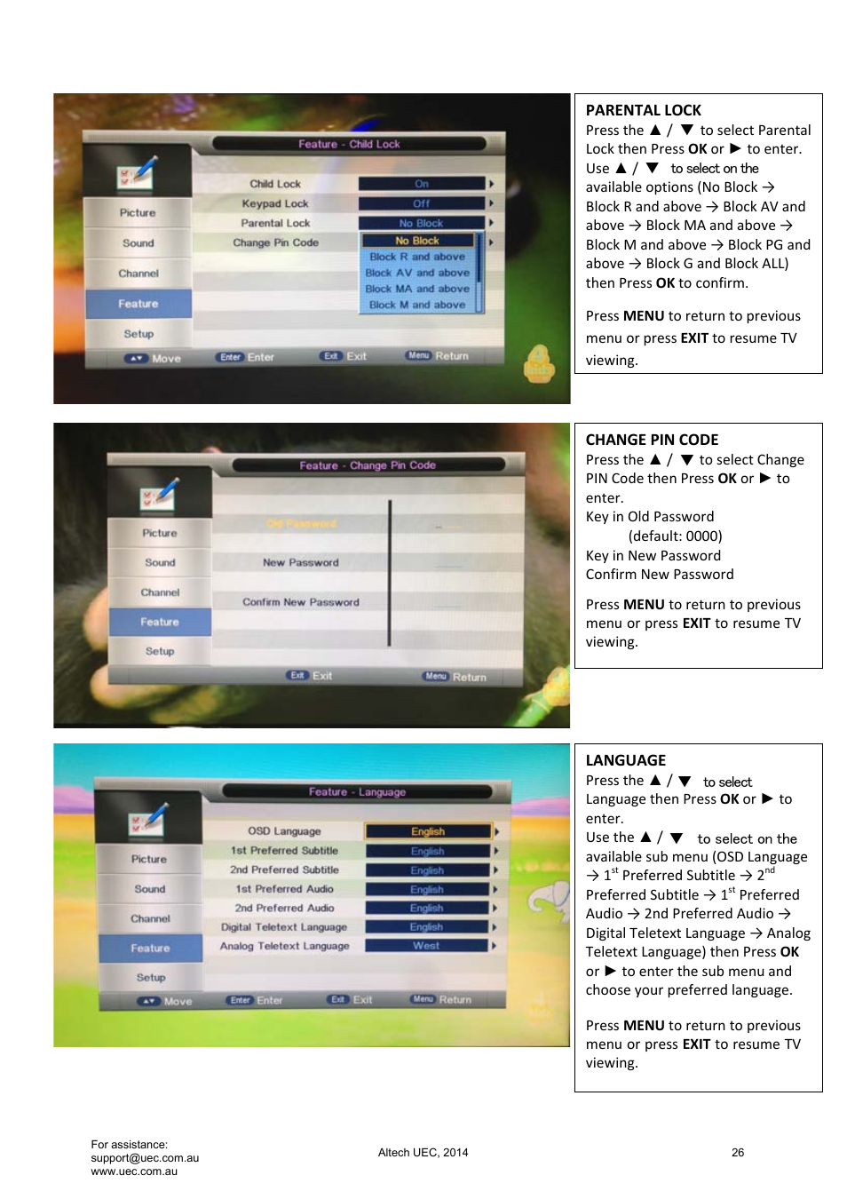 Altech UEC Integrated 22'' LED/LCD FHD TV User Manual | Page 26 / 68