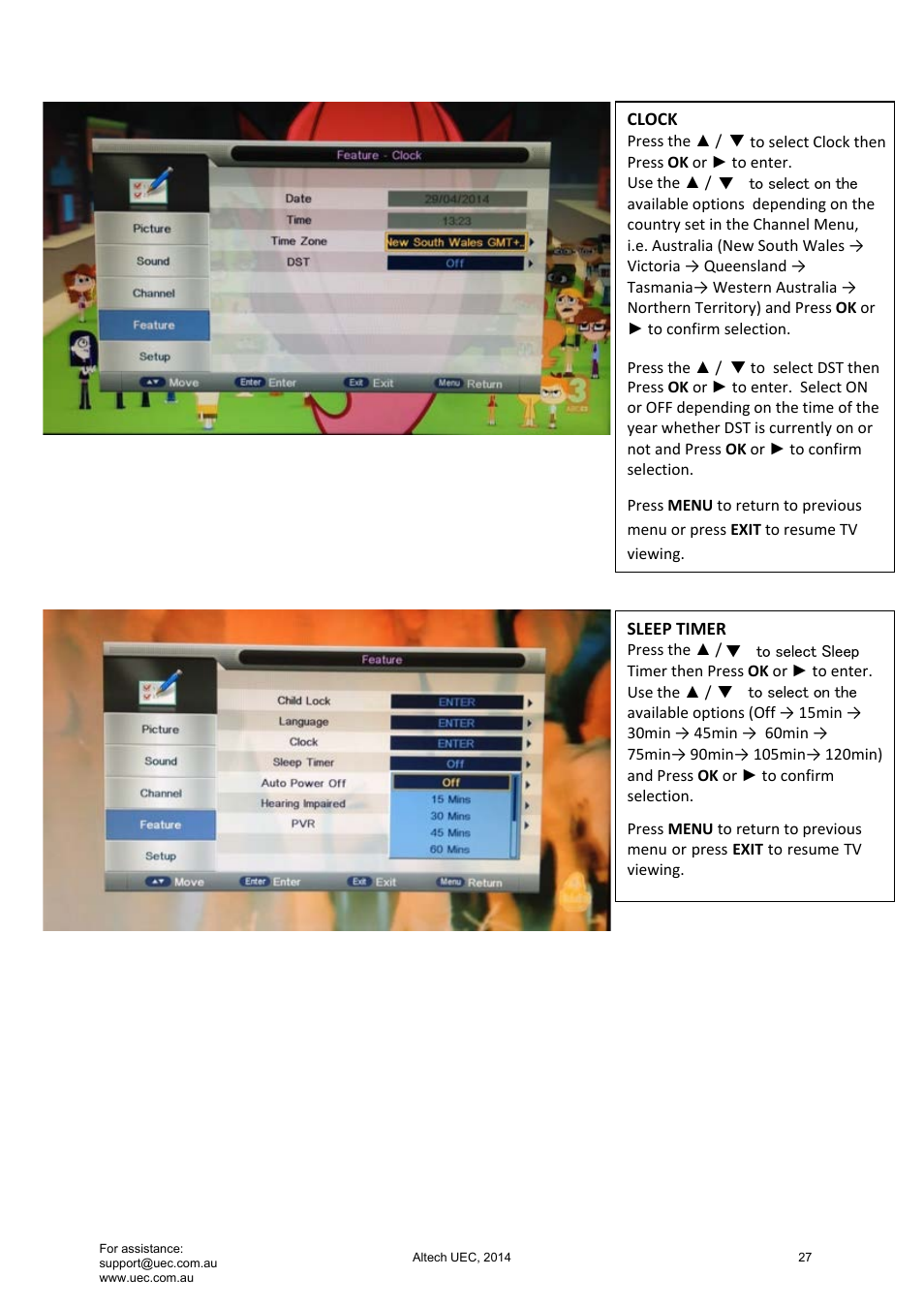 Altech UEC Integrated 22'' LED/LCD FHD TV User Manual | Page 27 / 68