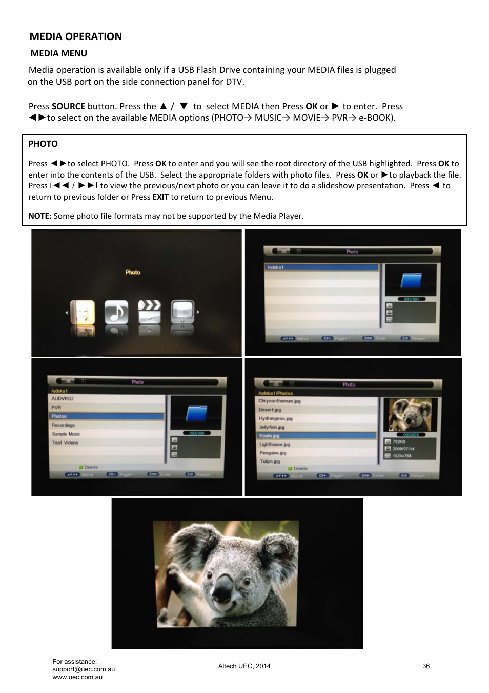 Media operation | Altech UEC Integrated 22'' LED/LCD FHD TV User Manual | Page 36 / 68