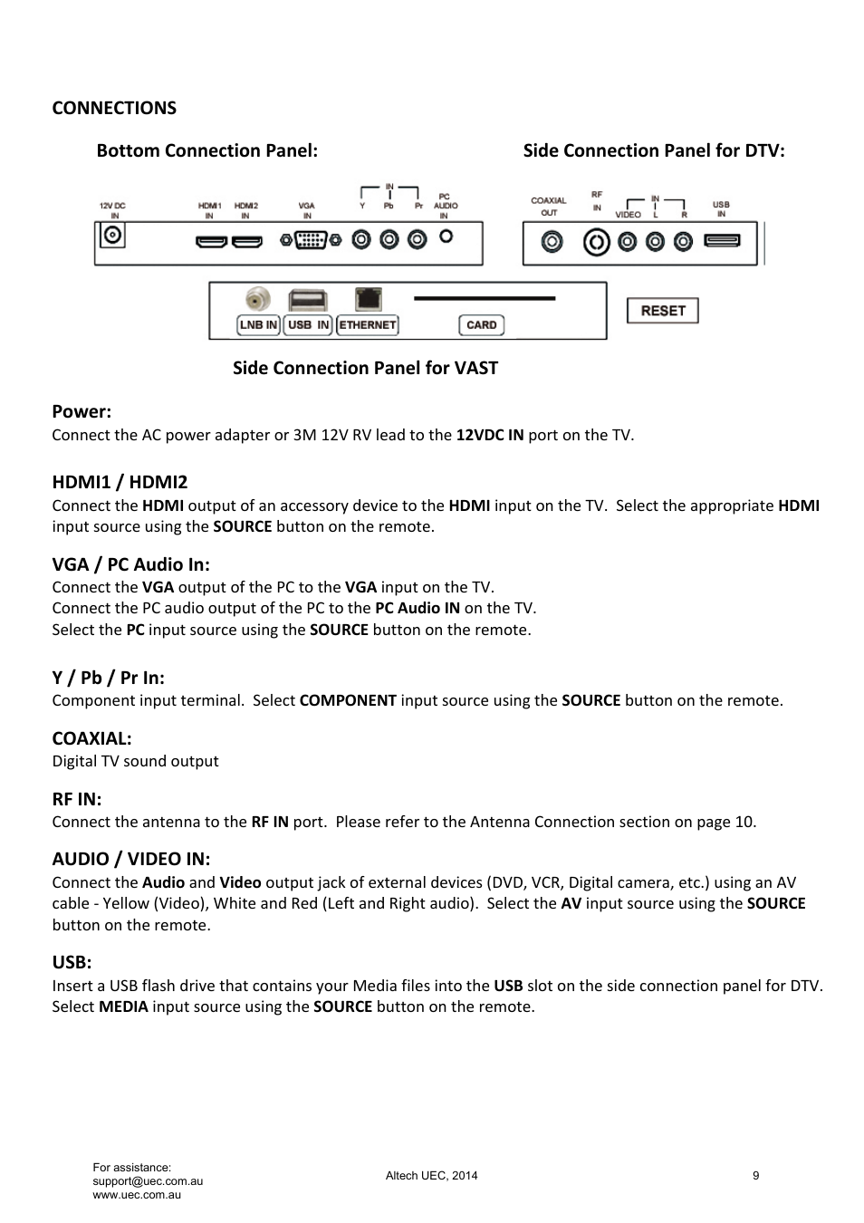 Altech UEC Integrated 22'' LED/LCD FHD TV User Manual | Page 9 / 68