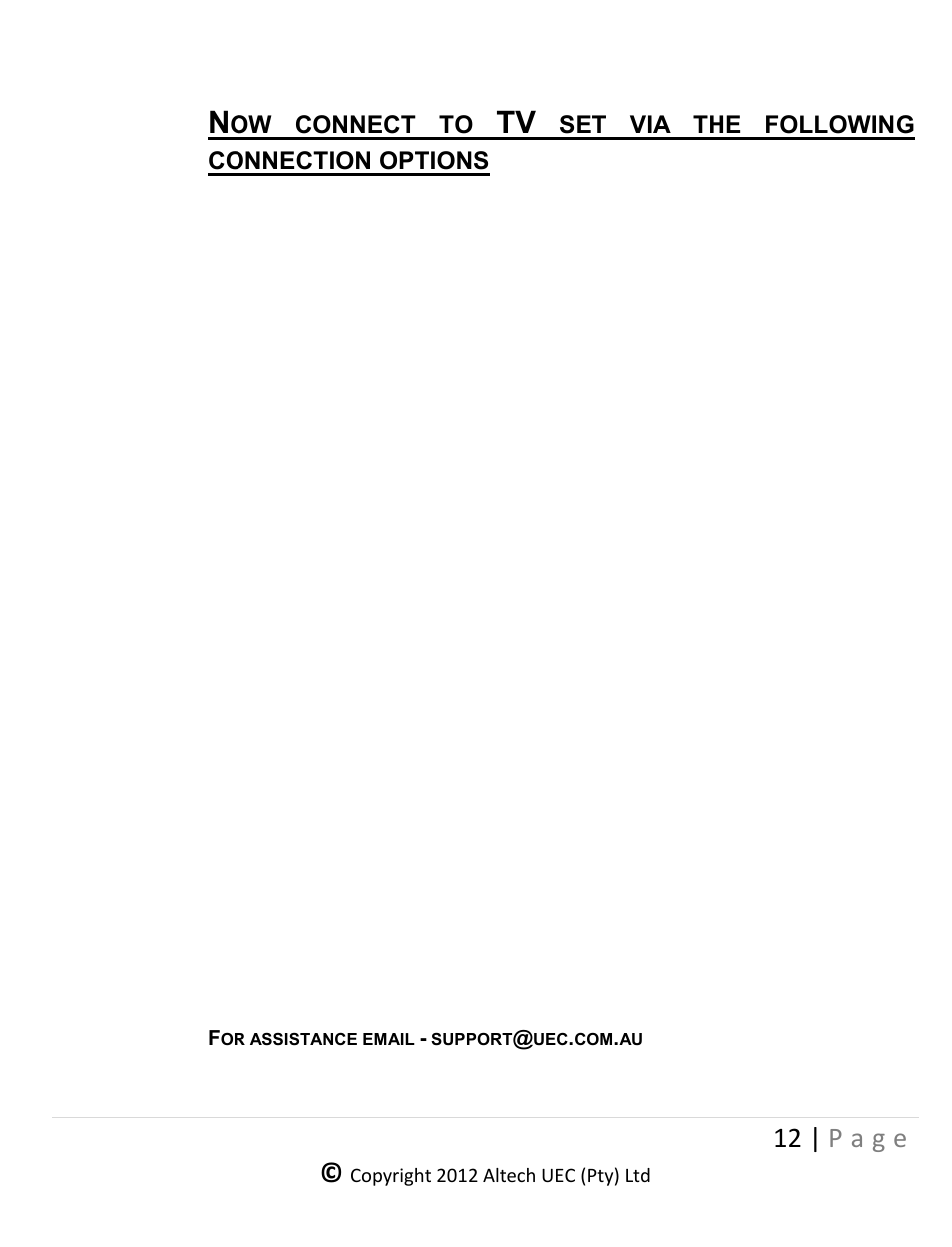 Ow connect to, Set via the following connection options, Ption | Onnectors, Tandard, Efinition, Hdmi, Onnector, Heatre system and | Altech UEC DSR 4639 User Manual | Page 12 / 50