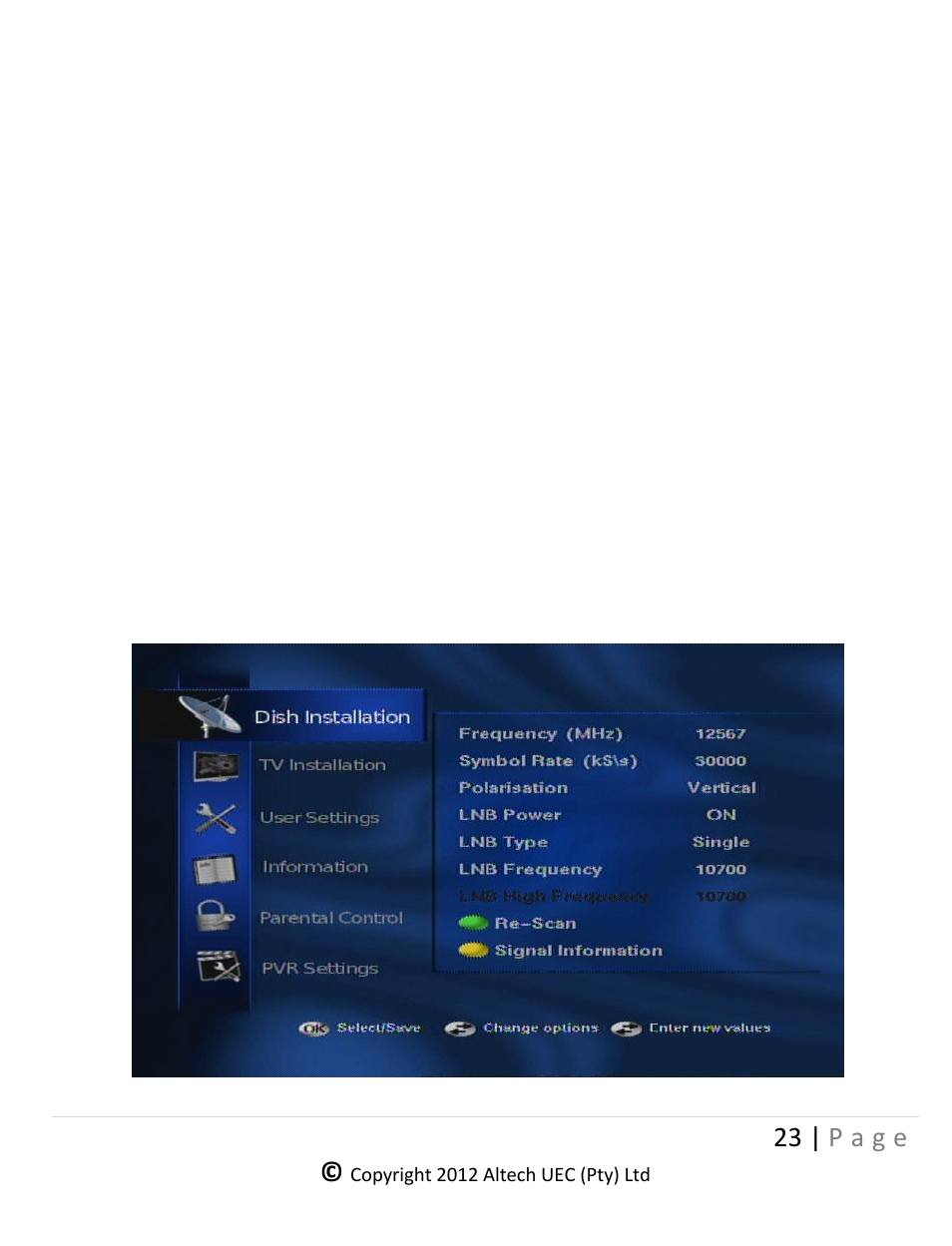 Hange, Ettings, Nstallation | Altech UEC DSR 4639 User Manual | Page 23 / 50