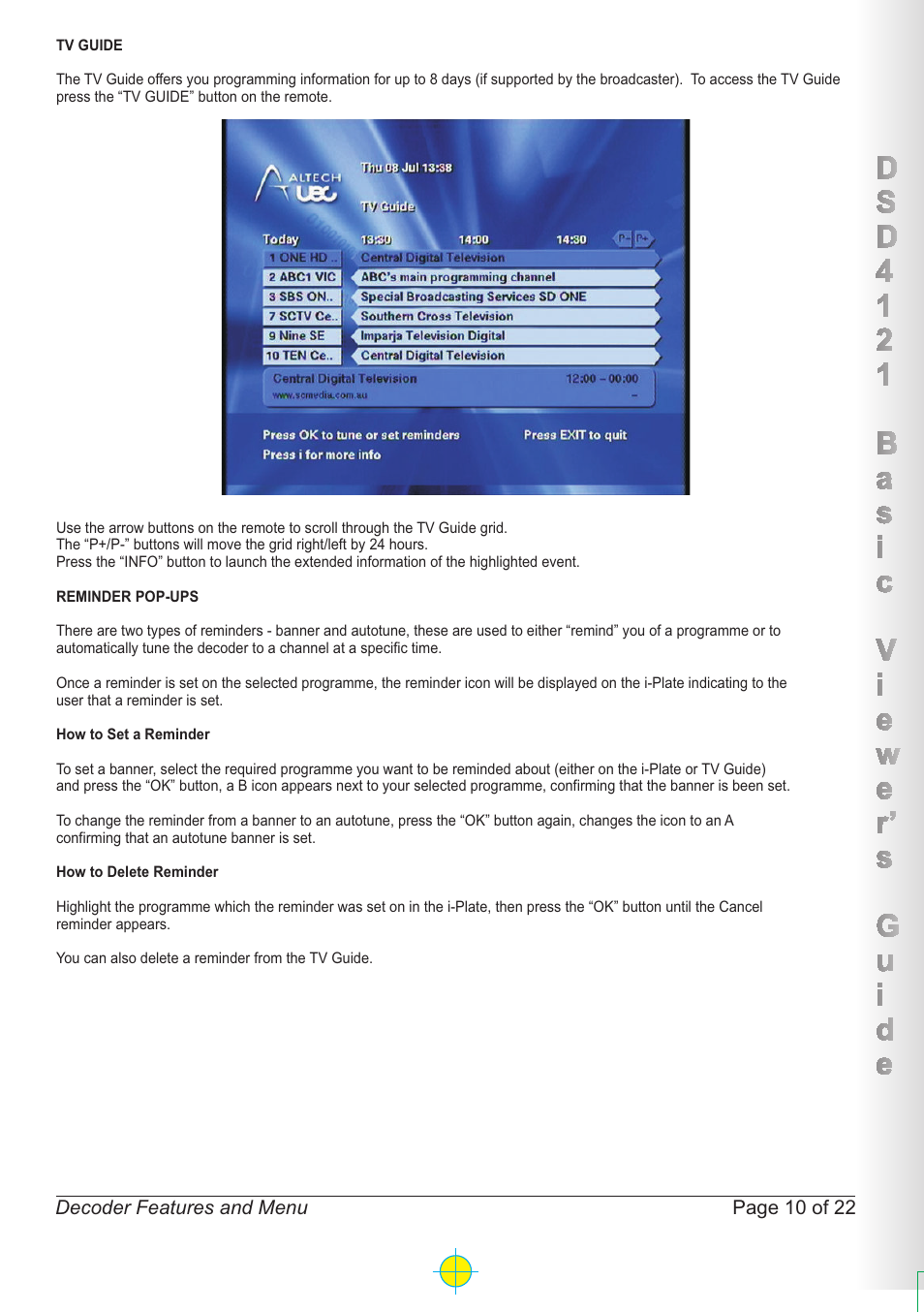 Page 10 of 22, Decoder features and menu | Altech UEC DSD4121RV User Manual | Page 11 / 23