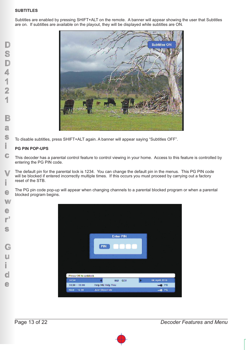 Page 13 of 22, Decoder features and menu | Altech UEC DSD4121RV User Manual | Page 14 / 23