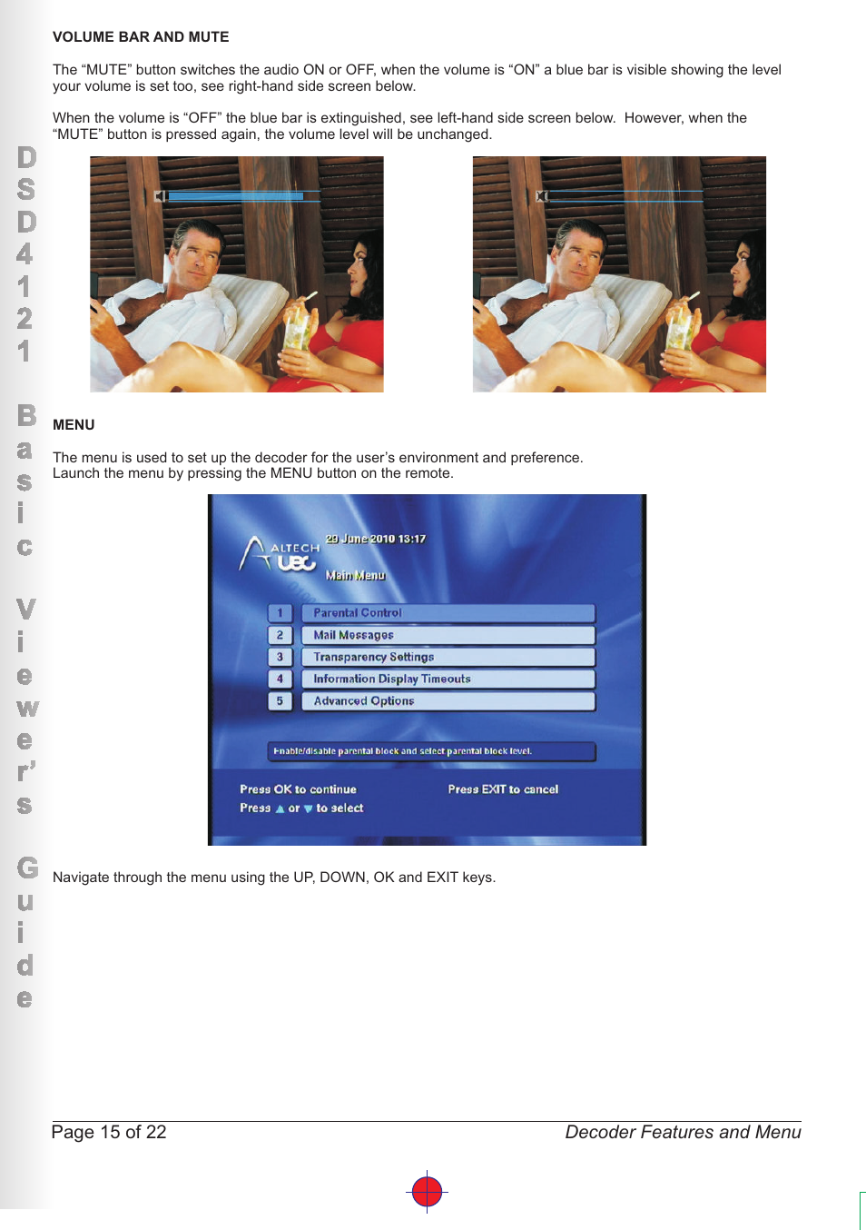 Page 15 of 22, Decoder features and menu | Altech UEC DSD4121RV User Manual | Page 16 / 23
