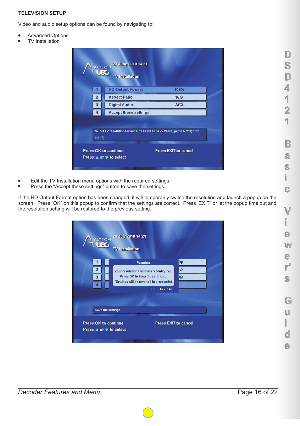 Page 16 of 22 decoder features and menu | Altech UEC DSD4121RV User Manual | Page 17 / 23