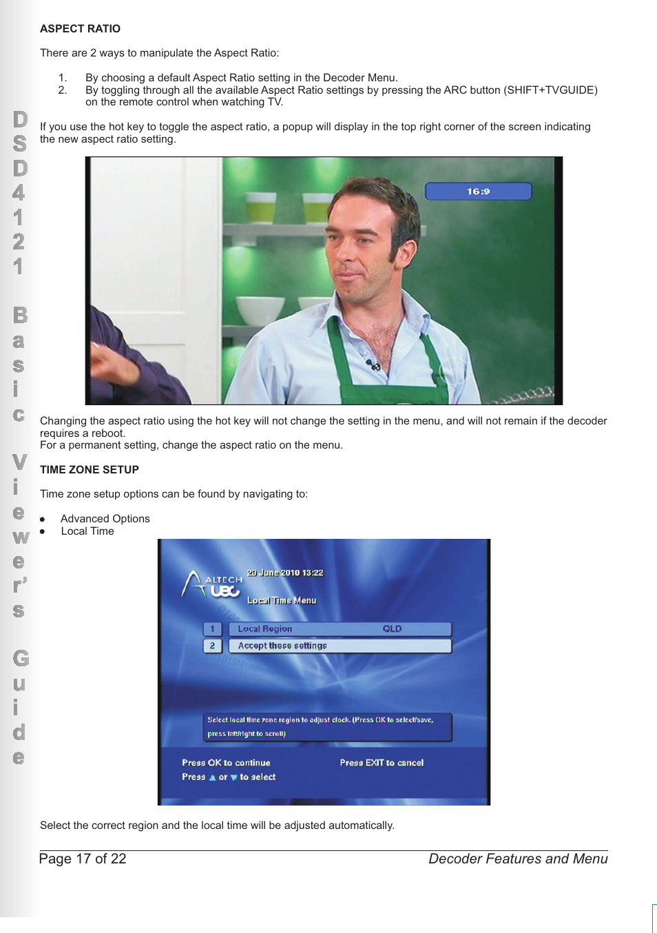 Page 17 of 22, Decoder features and menu | Altech UEC DSD4121RV User Manual | Page 18 / 23