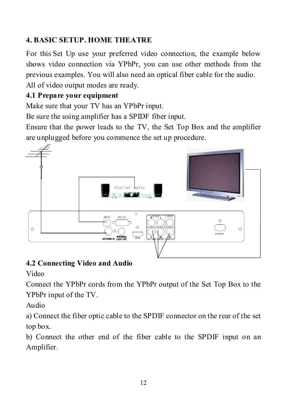 Basic setup. home theatre, Basic setup. home theatre for this | Altech UEC DT 3900 User Manual | Page 12 / 27