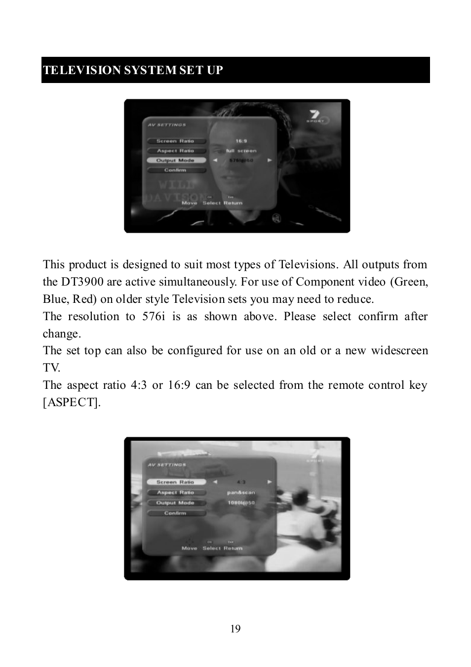 Television system set up | Altech UEC DT 3900 User Manual | Page 19 / 27