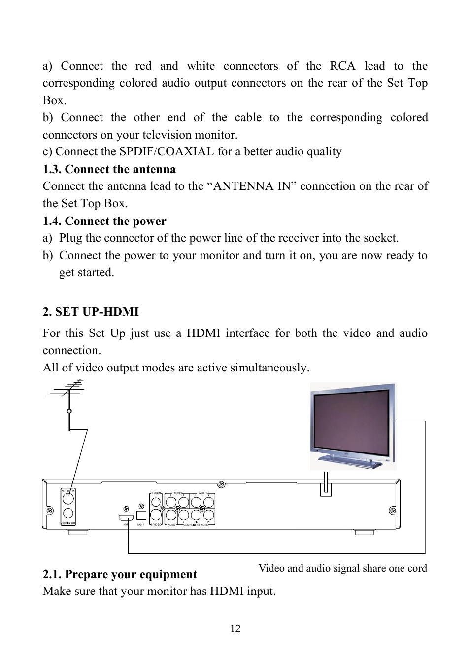Set up-hdmi | Altech UEC PVR6690 User Manual | Page 12 / 32