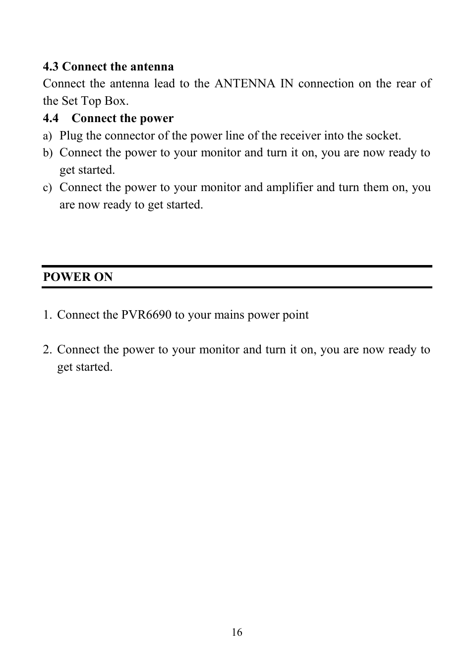 Power on | Altech UEC PVR6690 User Manual | Page 16 / 32