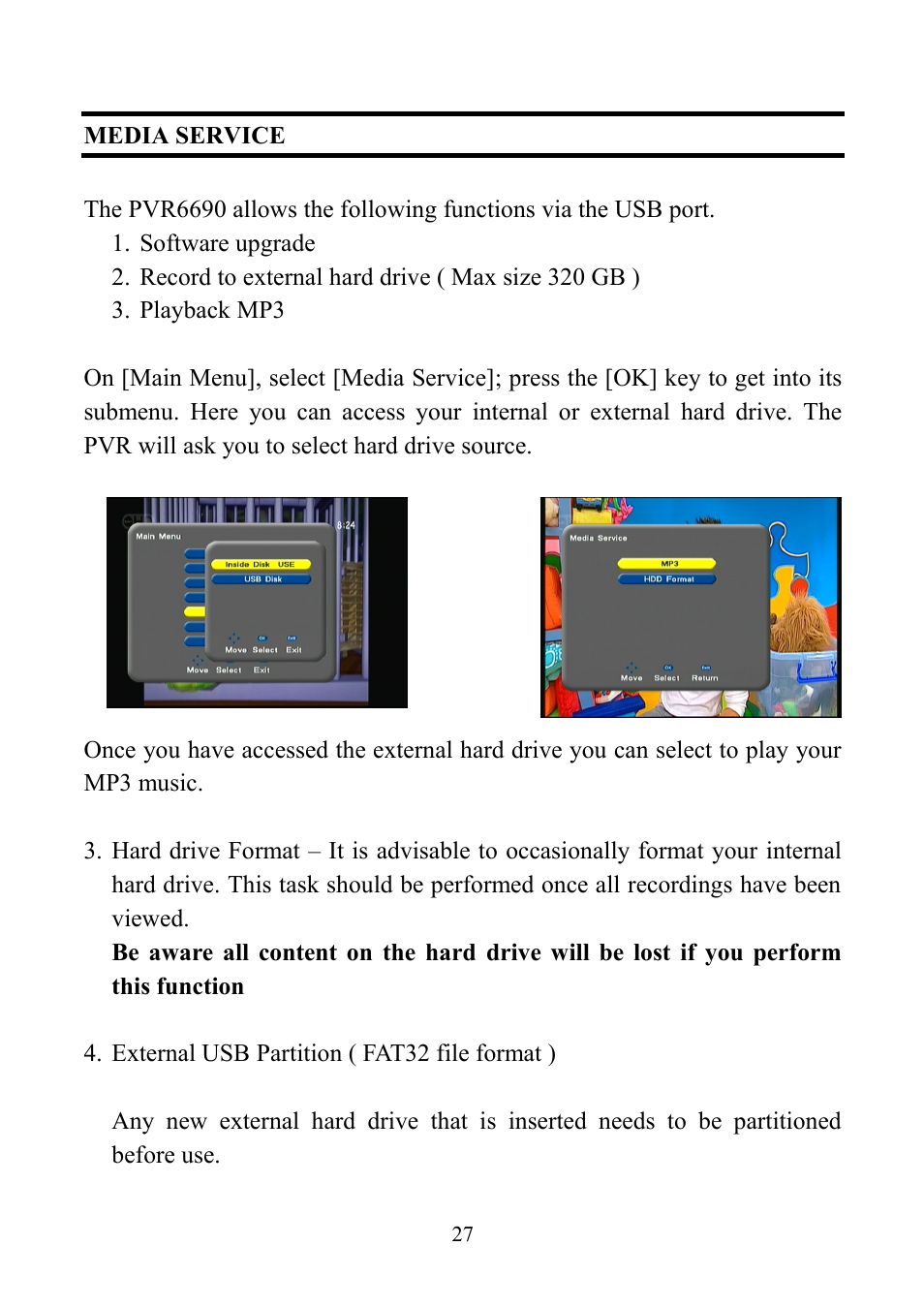 Media service | Altech UEC PVR6690 User Manual | Page 27 / 32