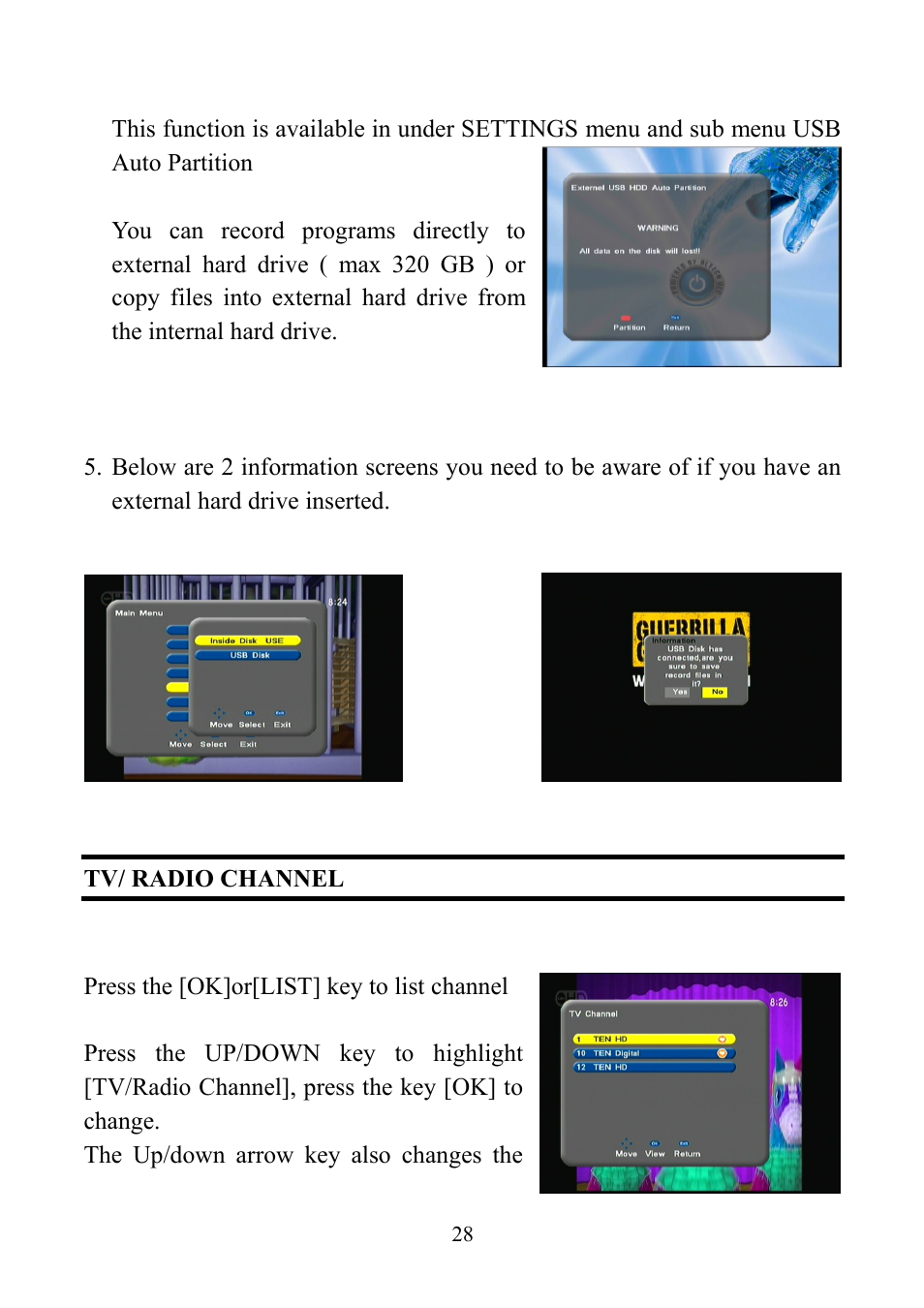 Tv/ radio channel | Altech UEC PVR6690 User Manual | Page 28 / 32