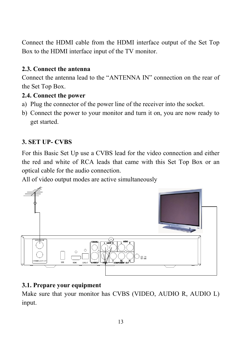 Set up- cvbs | Altech UEC PVR6600 User Manual | Page 13 / 31