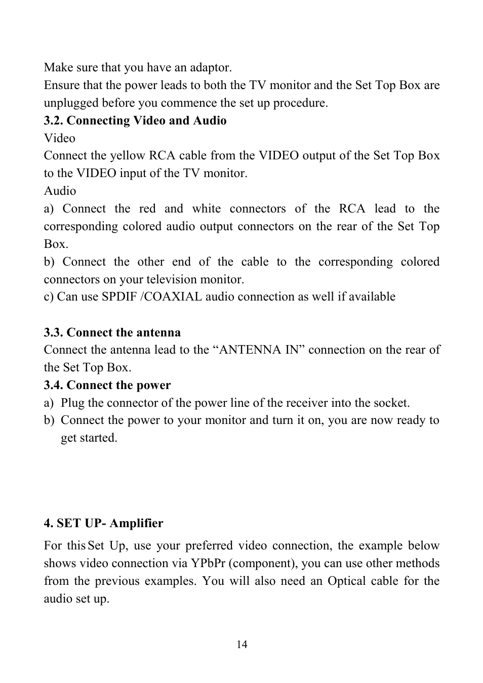 Set up- amplifier | Altech UEC PVR6600 User Manual | Page 14 / 31