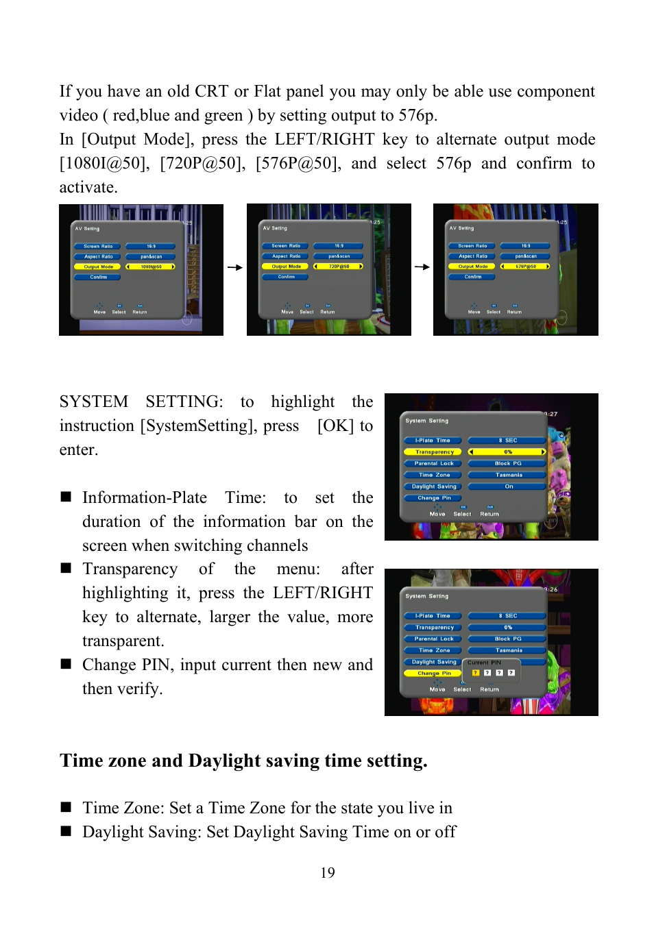 Time zone and daylight saving time setting | Altech UEC PVR6600 User Manual | Page 19 / 31