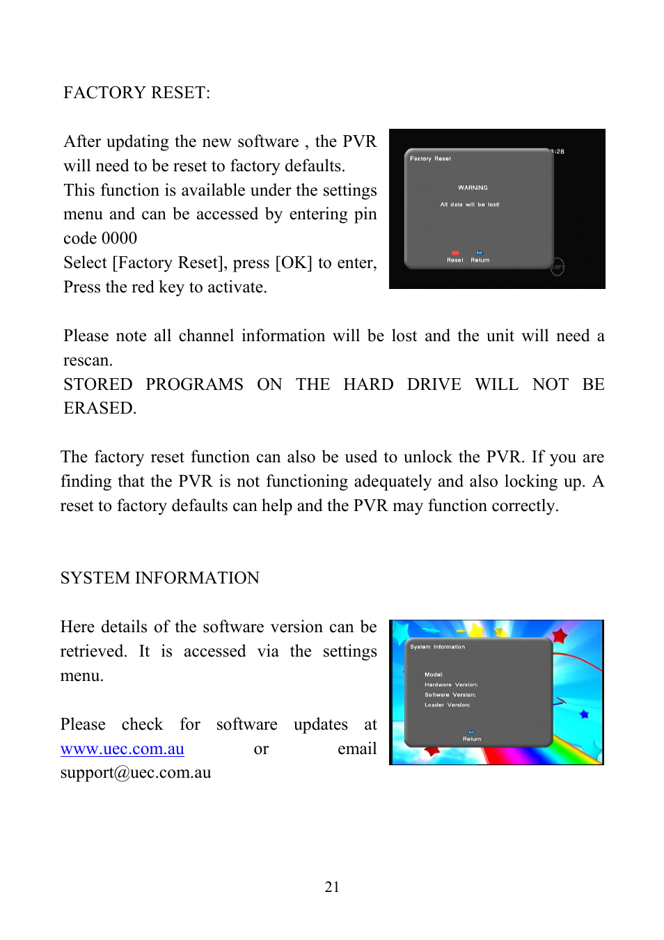 Altech UEC PVR6600 User Manual | Page 21 / 31