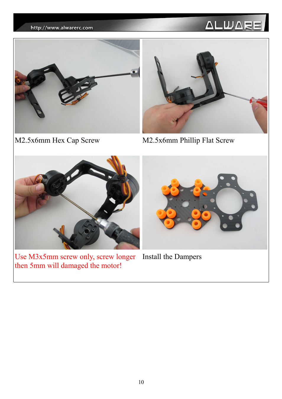 Alwarerc Senrigan GP-55 3-Axis Brushless Gimbal V2 With Bluetooth (For 600 -1000 Size Multicopter) User Manual | Page 10 / 18