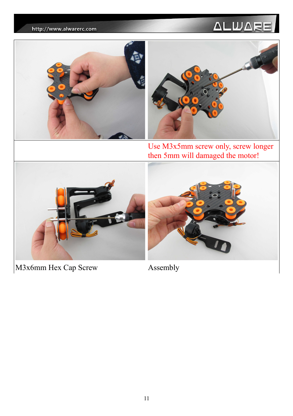 Alwarerc Senrigan GP-55 3-Axis Brushless Gimbal V2 With Bluetooth (For 600 -1000 Size Multicopter) User Manual | Page 11 / 18