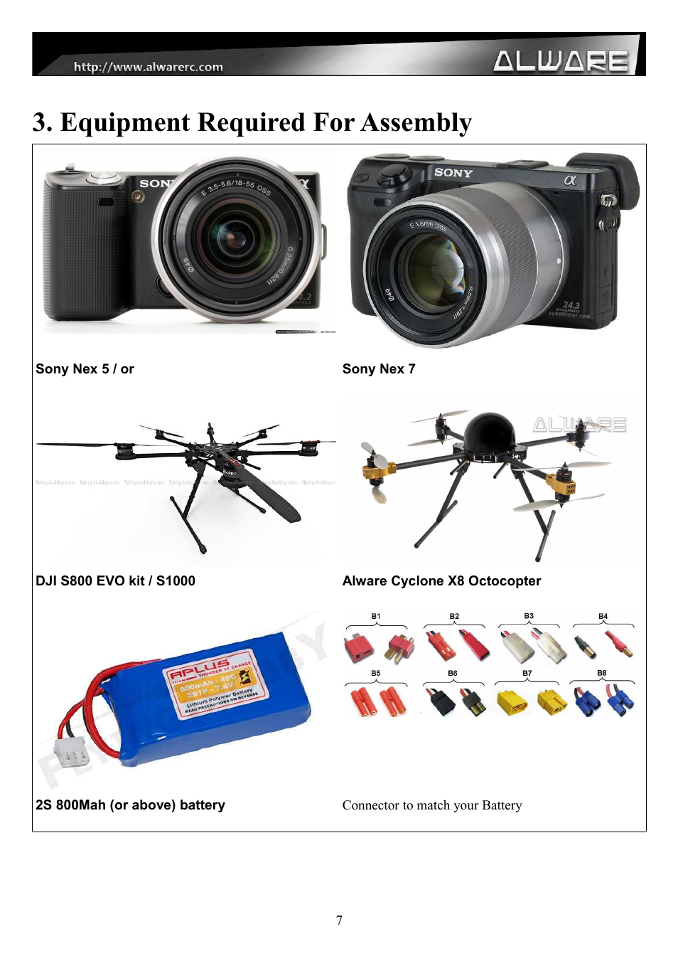 Equipment required for assembly | Alwarerc Senrigan GP-55 3-Axis Brushless Gimbal V2 With Bluetooth (For 600 -1000 Size Multicopter) User Manual | Page 7 / 18