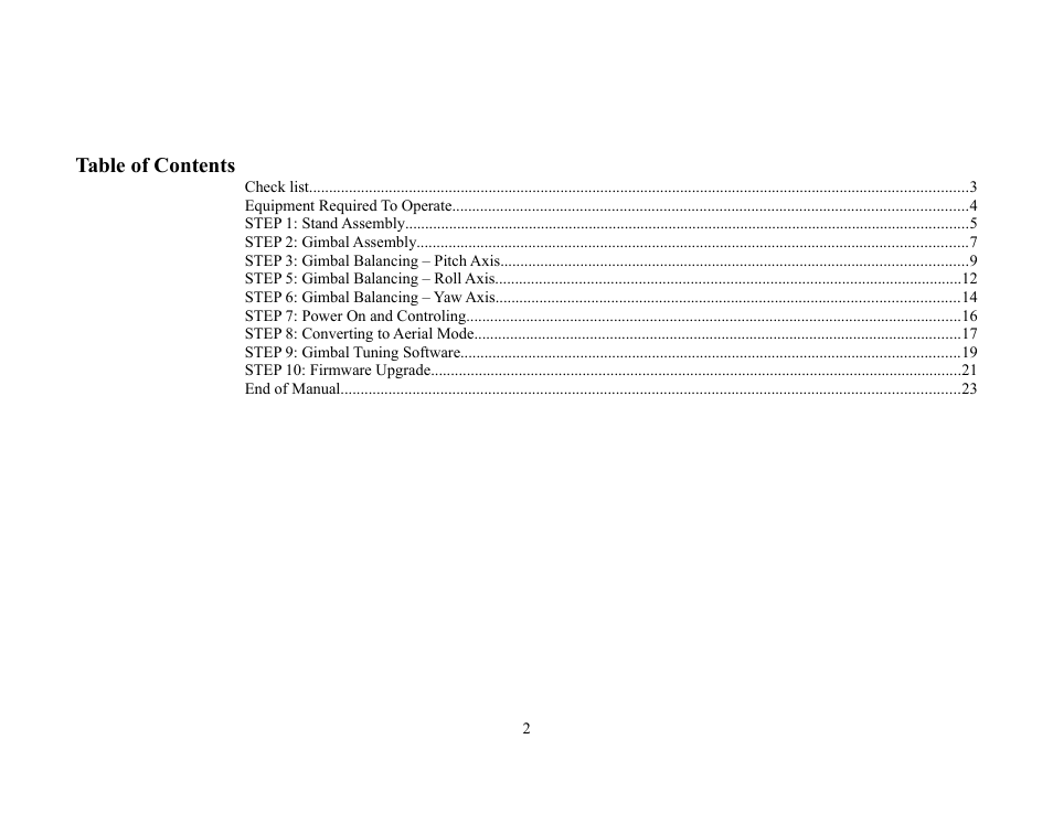 Alwarerc Lensman-Pro 3 Axis DSLR Brushless Gimbal (For Handheld/ DJIS800/ 1000) User Manual | Page 2 / 23