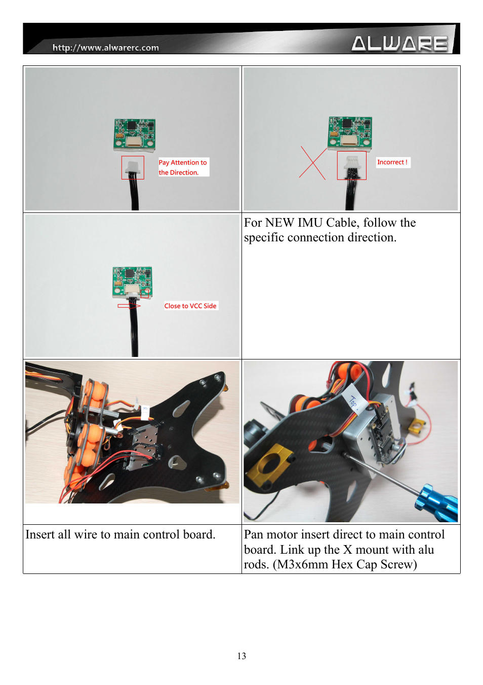 Alwarerc Senrigan GP-55 3-Axis Brushless Gimbal (For 600 -1000 Size Multicopter) User Manual | Page 13 / 19