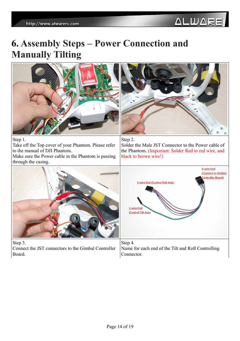 Alwarerc Senrigan GP-35 Brushless Gimbal For DJI Phantom 1/2 User Manual | Page 14 / 21