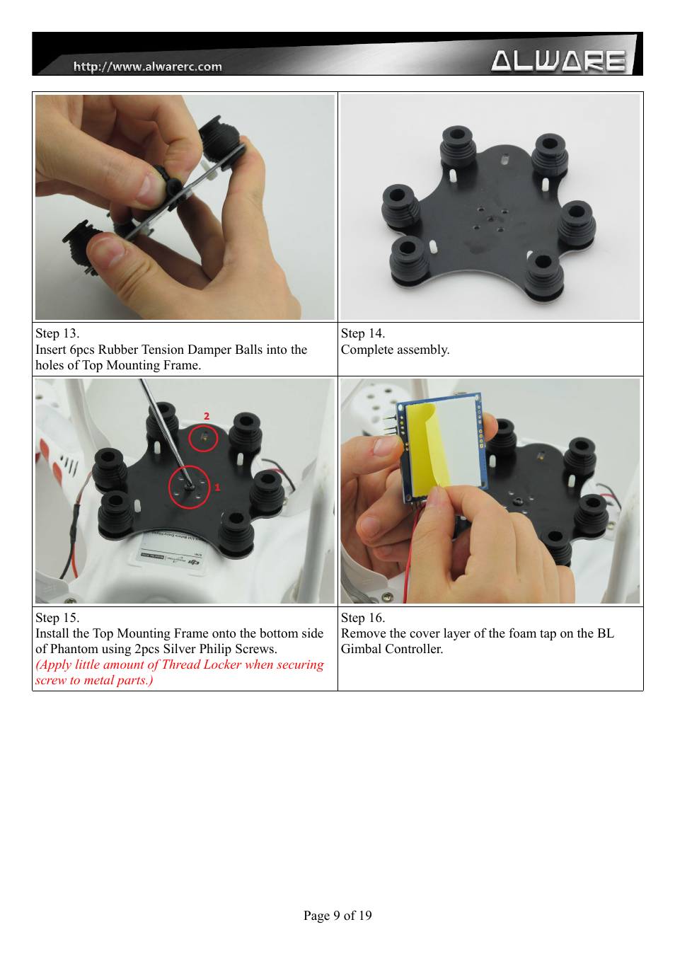 Alwarerc Senrigan GP-35 Brushless Gimbal For DJI Phantom 1/2 User Manual | Page 9 / 21