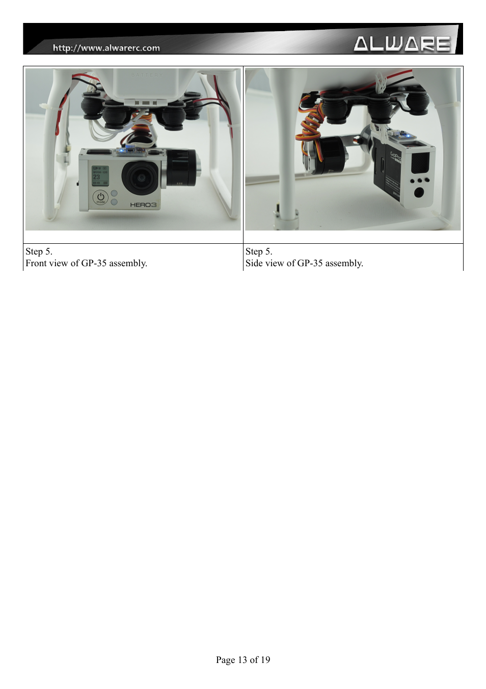 Alwarerc Senrigan GP-35 Brushless Gimbal For DJI Phantom 1/2 User Manual | Page 13 / 19