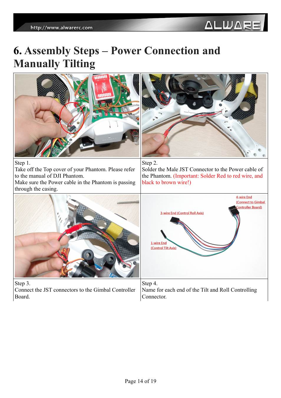 Alwarerc Senrigan GP-35 Brushless Gimbal For DJI Phantom 1/2 User Manual | Page 14 / 19