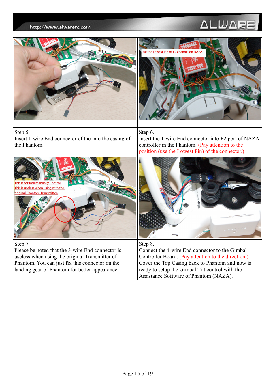 Alwarerc Senrigan GP-35 Brushless Gimbal For DJI Phantom 1/2 User Manual | Page 15 / 19