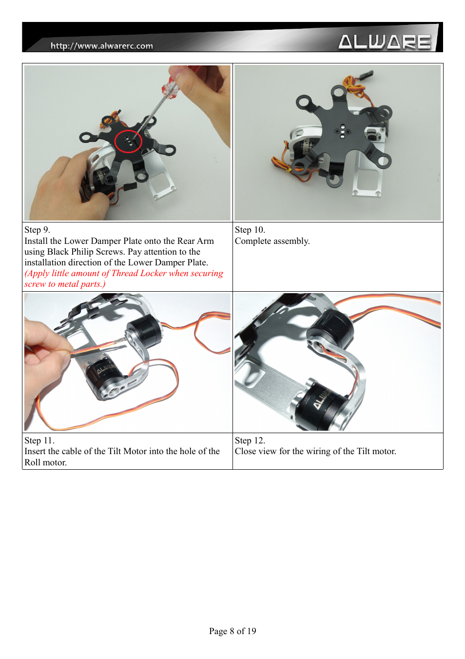 Alwarerc Senrigan GP-35 Brushless Gimbal For DJI Phantom 1/2 User Manual | Page 8 / 19