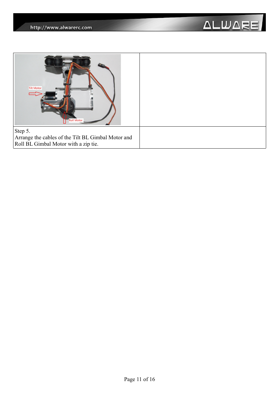 Alwarerc Senrigan GP-45 Brushless Gimbal With Advanced Landing Gear User Manual | Page 11 / 17