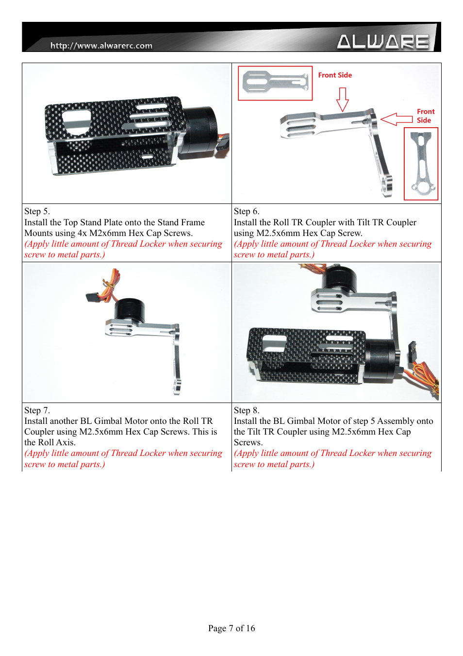 Alwarerc Senrigan GP-45 Brushless Gimbal With Advanced Landing Gear User Manual | Page 7 / 17