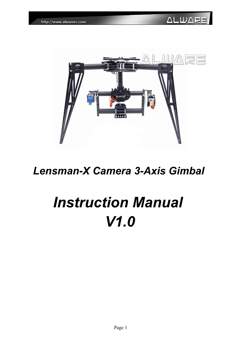 Alwarerc Lensman-X Public 3-Axis Gimbal (For Streak 800Pro) User Manual | 24 pages